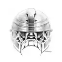 Spartan helmet seen from the front tattoo design idea