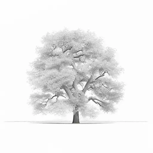 Oak tree with only thirty four green leafs tattoo design idea