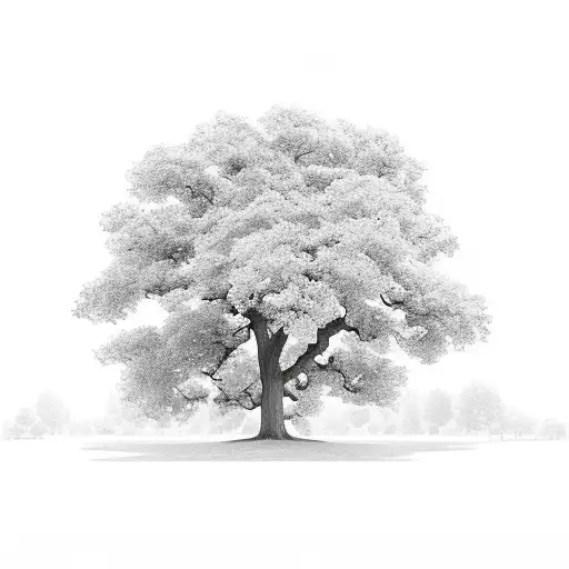 Oak tree with only 34 gree leafs tattoo design idea