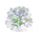 Oak tree with only 34 gree leafs tattoo design idea