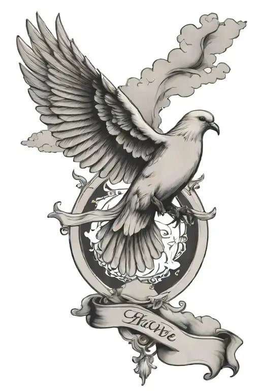 dove and clouds with banner tattoo tattoo design idea