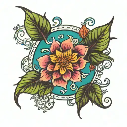 nana in Sanskrit with nature scene tattoo design idea