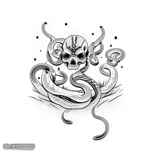 Max Payne surrounded by snakes tattoo design idea