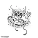 Max Payne surrounded by snakes tattoo design idea