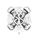 An intricate Celtic knot design incorporating dumbbells and swords tattoo design idea