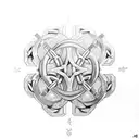 An intricate Celtic knot design incorporating dumbbells and swords tattoo design idea