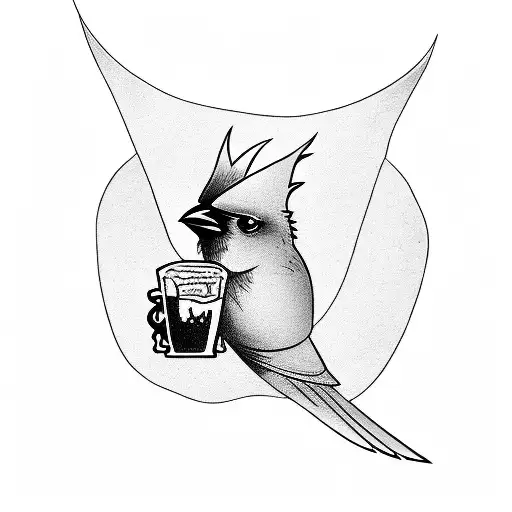 Cardinal drinking a beer tattoo design idea