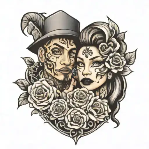 Chicano faces money love commitment names Carlota Emma Fran elite team tattoo design idea