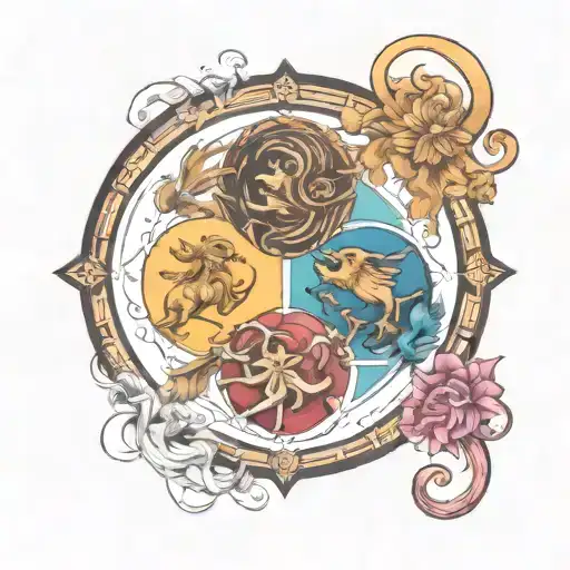 combined zodiac signs Virgo,leo,Cancer,Gemini tattoo design idea