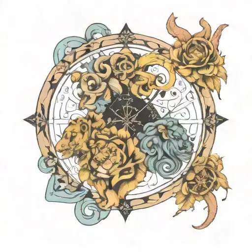 combined zodiac signs Virgo,leo,Cancer,Gemini tattoo design idea