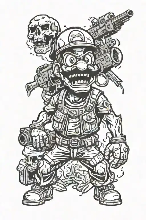 call of duty zombies meets mario tattoo design idea