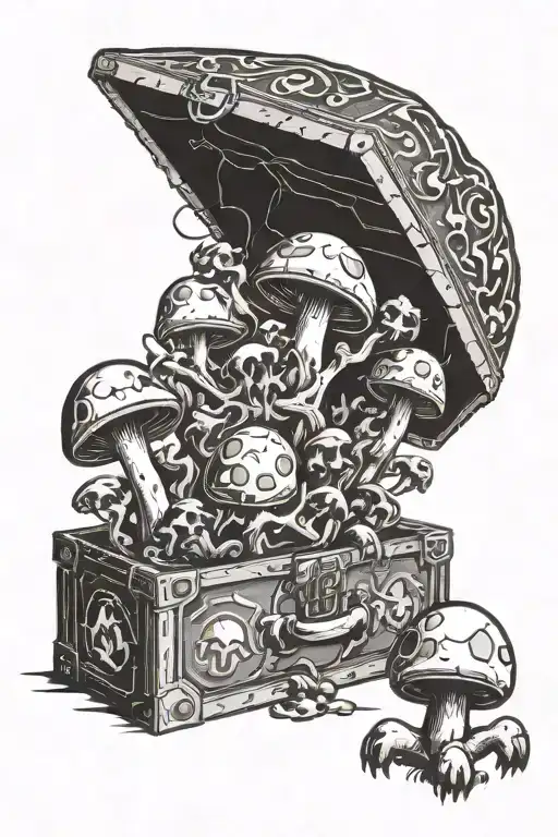 call of duty zombies mystery box meets Mario mushroom  tattoo design idea
