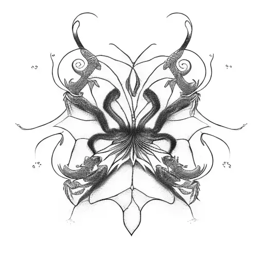 Spider Lily with snakes tattoo design idea