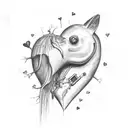 blind animals heart broken tattoo design idea