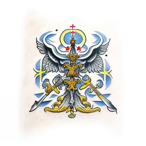 Russian orthodox bible with battle tattoo design idea