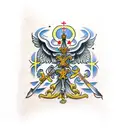 Russian orthodox bible with battle tattoo design idea