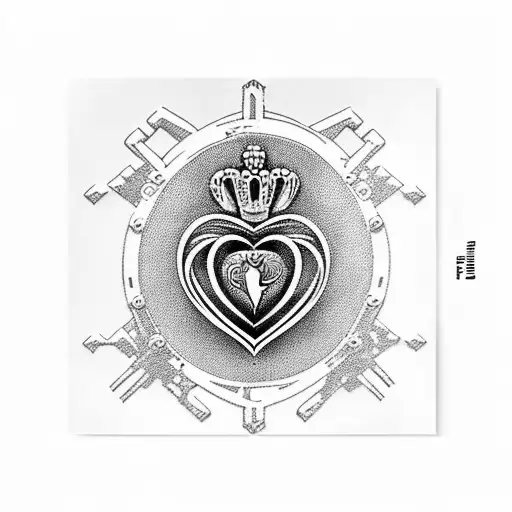 Black Metal Heart Tattoo Design
