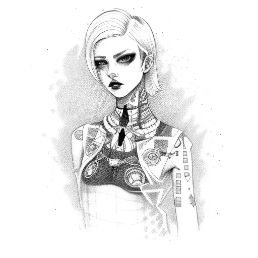 punk girl lesbian tattoo design idea