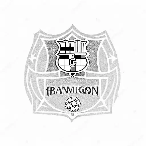 FC Barcelona logo with champions league trophy and laliga trophy and some players tattoo design idea