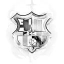 FC Barcelona logo with champions league trophy and laliga trophy and some players tattoo design idea