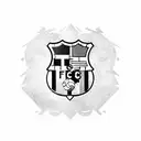 FC Barcelona logo with champions league trophy and laliga trophy and some players tattoo design idea