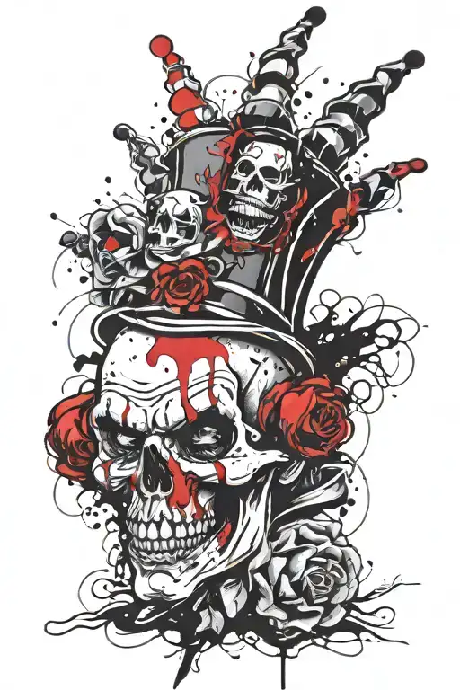 scary clown skull tattoo design idea