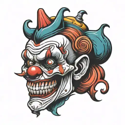 scary clown skull tattoo design idea
