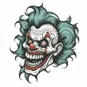 scary clown skull tattoo design idea