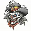 scary clown skull tattoo design idea