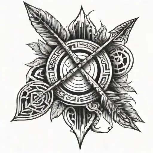 native american arrow with celtic arrrowhead shot from a bow made of the african world tree tattoo design idea