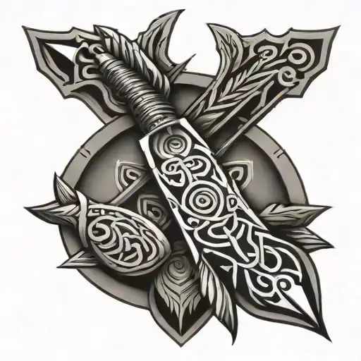 native american arrow with celtic arrrowhead  tattoo design idea