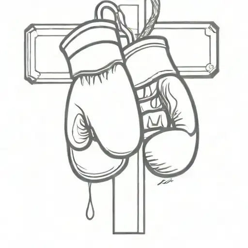 cross with boxing gloves  tattoo design idea