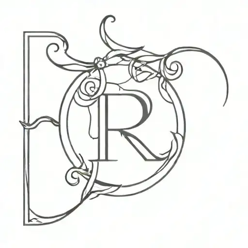 letter R N letter together representing the client's love tattoo design idea