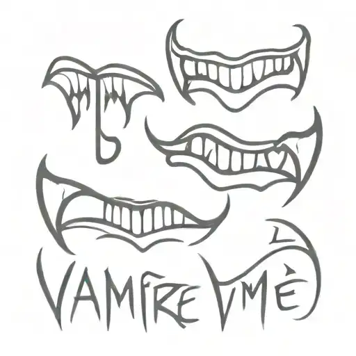 Vampire fangs with words bite me  tattoo design idea