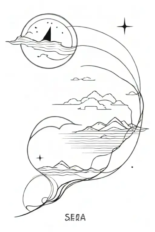 Sea, distance tattoo design idea