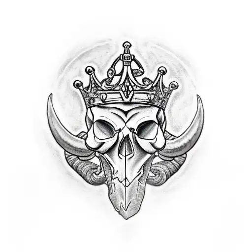 aries Crown skull tattoo design idea