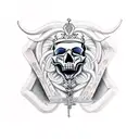 aries Crown skull tattoo design idea