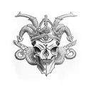 aries Crown skull tattoo design idea
