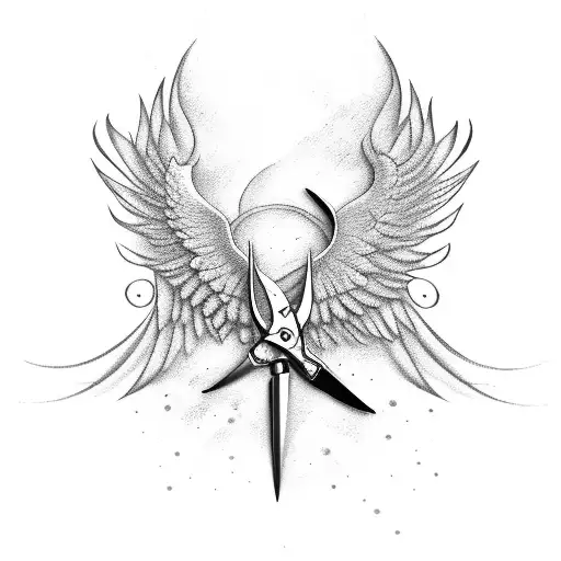 A pair of scissors with wings, symbolizing the freedom to explore the world tattoo design idea