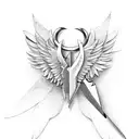A pair of scissors with wings, symbolizing the freedom to explore the world tattoo design idea