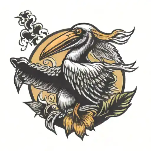 pelican smoking cigar tattoo design idea