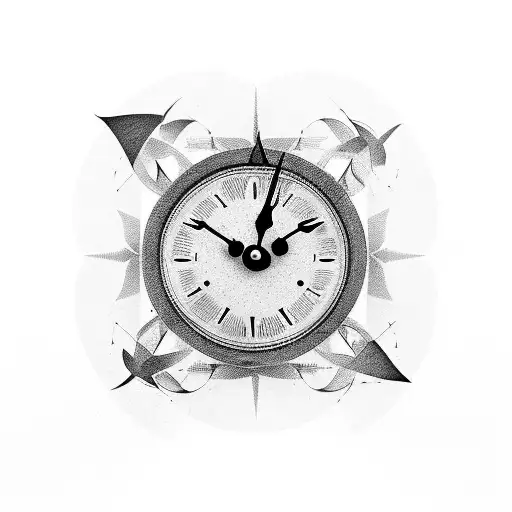 old school clock with latitude and longitude  tattoo design idea