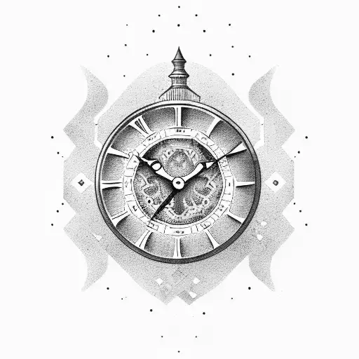 old school clock with latitude and longitude  tattoo design idea