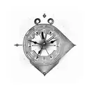 old school clock with latitude and longitude  tattoo design idea