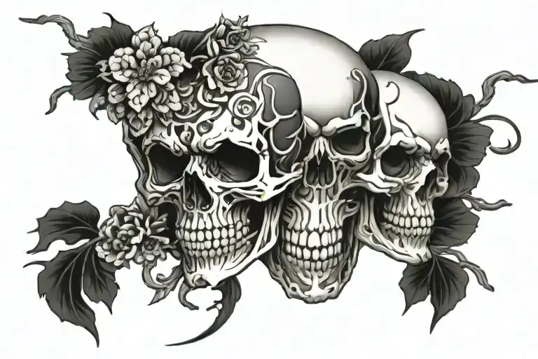 japanese skull tattoo design idea