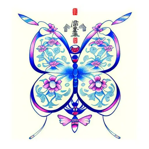 butterfly blue tattoo design idea