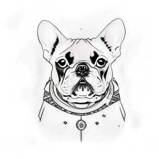 french bulldog and calico cat tattoo design idea