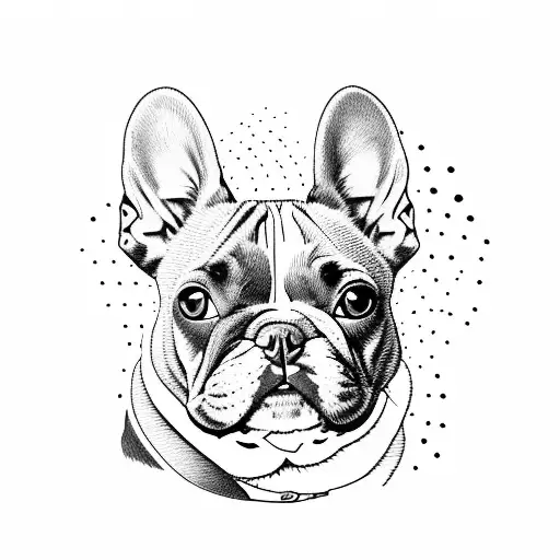 french bulldog and calico cat tattoo design idea
