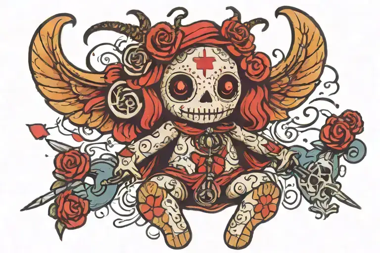 voodoo doll evil tattoo design idea
