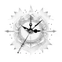 a clock with a sword went through it in the middle from the top tattoo design idea
